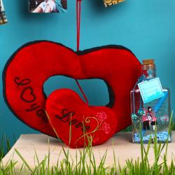 Heart Shaped Soft Toys - Double Heart Love Hanging and Customize Message Scroll Bottle For Valentine Gift