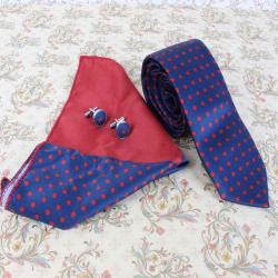 Valentine Mens Accessories Gifts - Polka Dots Tie, Cufflinks and Handerchief