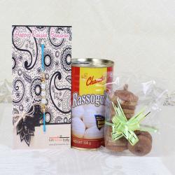 Rakhi With Sweets - Rakhi Gift of Rassogulla with Fig