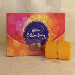 Stone Rakhis - Cadbury Celebration Chocolate Pack with Rakhi