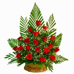 Bhai Dooj Return Gifts for Sister - Basket of 20 Red Roses