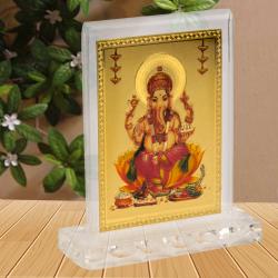Anniversary Spiritual Gifts - Gold Plated Ganesh Frame