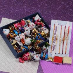 Send Rakhi Gift Five Designer Rakhis with Assorted Truffle Chocolate Box To Ghaziabad