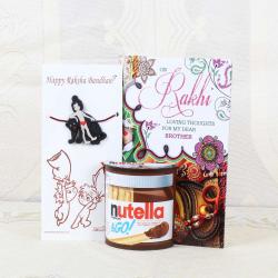 Rakhi With Cards - Nutella N Go Choco Biscuits with Mogli Rakhi and Greeting Card