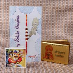 Handpicked Rakhi Gifts - Rudraksha Rakhi with Hanuman Chalisa