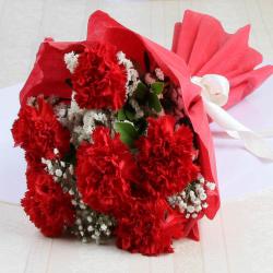 Get Well Soon Flowers - Tissue Wrapped of Red Carnation
