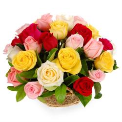 Send Flowers Gift 25 Mix Roses Arrangement To Amritsar