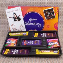 Rakhi Gifts for Brother - Mowgli Rakhi for Kids with Cadbury Celebration Chocolate Pack