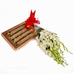 Send Orchids Bouquet and Kaju Katli Sweets To Goa