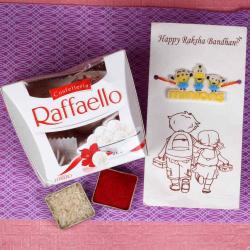 Kids Rakhi Gifts - One Kids Rakhi and Raffaello Chocolate Gift Combo
