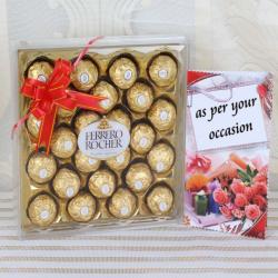 Anniversary Chocolates - Twenty Four Pcs Ferrero Rocher Chocolates Box Hand Delivery