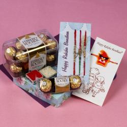 Rakhi With Chocolates - Ferrero Rocher Chocolate Family Rakhi Hamper