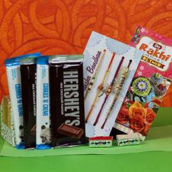 Rakhi Gift Hampers - Four Hersheys Chocolates with Four Rakhis