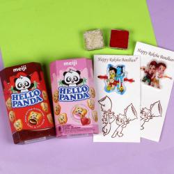 Kids Rakhis - Two Kids Rakhis and Hello Panda Two Packs Combo