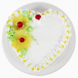 Send Fresh Pineapple Heart shape Cake To Kodaikanal