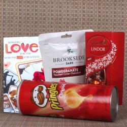 Valentines Romantic Chocolate Hampers - Love Exclusive Pringles and Lindt Lindor with Brookside Chocolate