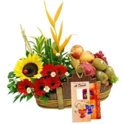 Diwali Special Basket of Flowers and Fruits