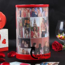 Bhai Dooj Personalized Gifts - Personalized Panoramic Rotation Photo Frame with light