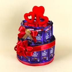 Romantic Gift Hampers for Her - Dairy Milk Chocolates Cake