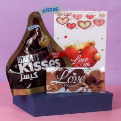 Valentines Romantic Chocolate Hampers - Love Bar with Hershey's Kisses Chocolate Combo for your Valentine