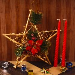 Christmas Decoration - Decorated Star Wreath with Christmas Candles