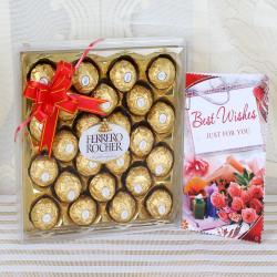 Send Anniversary Gift Treat of Ferrero Rocher Box and Greeting Card To Lucknow