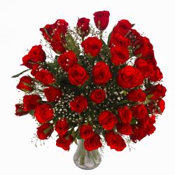 Vase Arrangement - Fifty Red Roses Arranged in Vase
