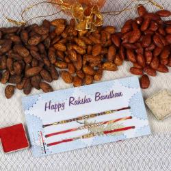 Rakhi Gift Hampers - Pizza Black Pepper Peri Peri Flavor Almond Rakhi Gift