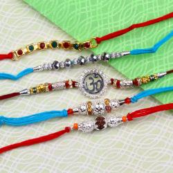 Set Of 5 Rakhis - Designer Five Special Rakhi Threads