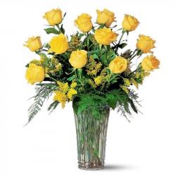Valentine Roses - Loving Twelve Yellow Roses for Valentine