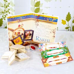 Rakhi With Cards - Kaju Sweets with Rakhis
