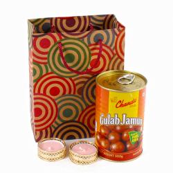 Diwali Sweets - Traditional Diya Hamper with Gulab Jamuns and Tealight Candle Set