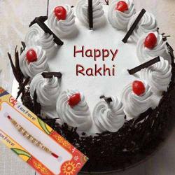Rakhi With Cakes - Black Forest Cake with Designer Rakhi