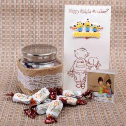 Rakhi by Person - Coconut Boost Toffees with Minions Kids Rakhi