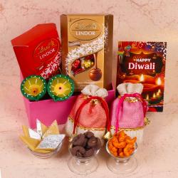 Diwali Chocolates - Exclusive Diwali Hamper Lindor Chocolates and Kaju Sweet with Flavour Cashews