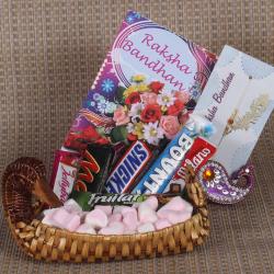 Rakhi With Chocolates - Rakhi Designer Basket of Imported Chocolates