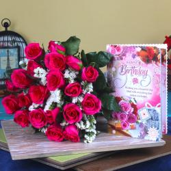 Birthday Greeting Cards - Pink Roses Birthday Gift