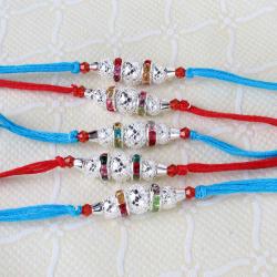 Set Of 5 Rakhis - Five Disco Crystal Balls Rakhi