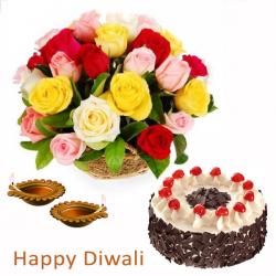 Send Diwali Gift Diwali Gift of Roses and Cake To Ludhiana