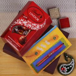 Rakhi With Chocolates - Milk Lindor Chocolate Rakhi Gift
