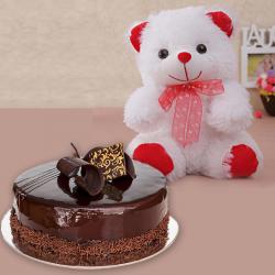 Cake Hampers - Half kg Chocolate Cake with Teddy Bear