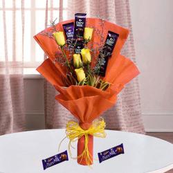 Gifts for Grand Father - Bouquet of Cadbury Chocolates and Yellow Roses