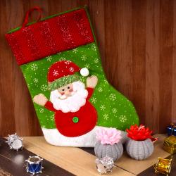 Christmas Decoration - Santa Stocking with Floral Candles