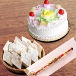 Send Rakhi Gift Rakhi Cake with Kaju Katli To Ahmedabad