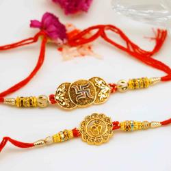 Rakhi to USA - Swastik Rakhi and OM Rakhi Combo