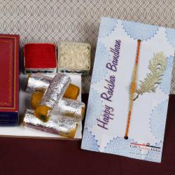 Rakhi Gift Hampers - Kesar Pista Roll Rakhi Gift