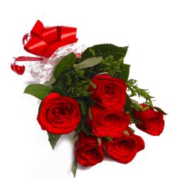 Send Rocking Six Red Roses Wrapped To Navsari