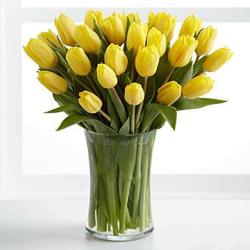 Exotic Flowers Arrangement - Yellow Tulips In Vase