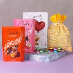 Valentine Chocolates Gifts - Lindt Lindor Heart Shape Valentine Chocolate Gift Combo