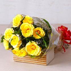 Flowers for Her - Bright Yellow Roses Bunch